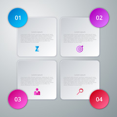 Vector illustration of four square infographics.