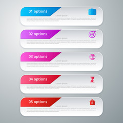 Vector illustration infographic five options.