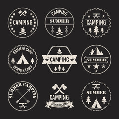 Vector illustration set of logos on the theme of camping.