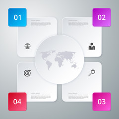 Vector illustration of four square infographics.