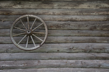 Part of the old house. cart-wheel