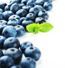 Fresh blueberries isolated on white