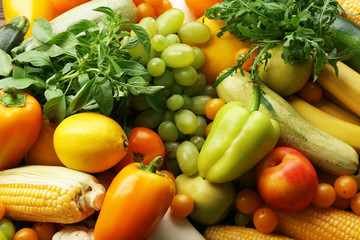 Fresh fruits and vegetables background