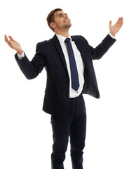 Elegant man in suit isolated on white