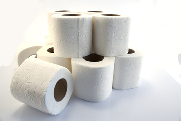 Toilet paper rolls isolated on white