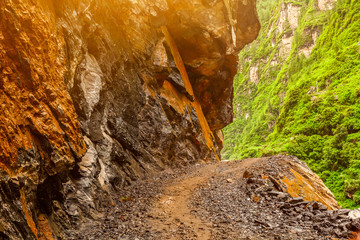 stone pathway and mountains in Nepal