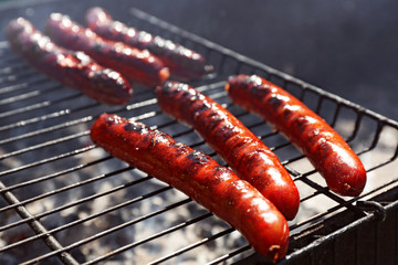 Grilled sausages closeup