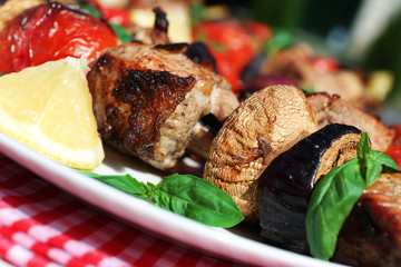Barbecue on plate closeup