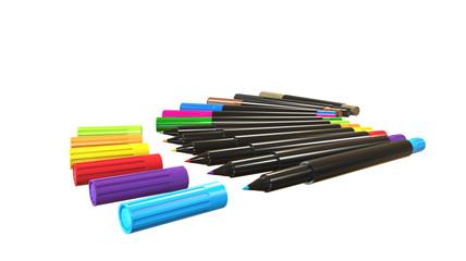 Abstract design of multicoloured pens 