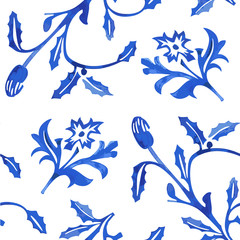 Vector Seamless Porcelain Pattern in White Background