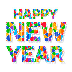 Happy new year greeting card with bright mosaic font