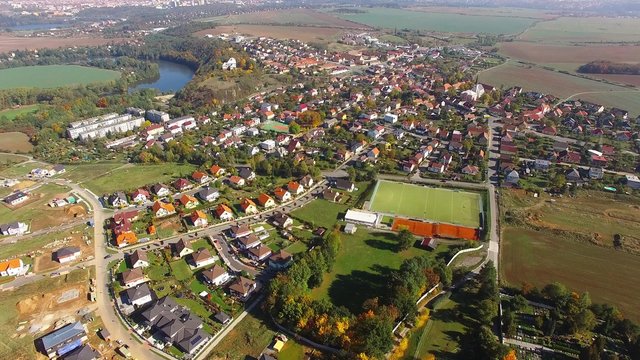Aerial view to suburb of Pilsen in Czech Republic, Central Europe. 
