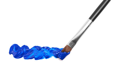 Naklejka premium Paint brush with blue paint