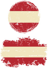 Austrian round and square grunge flags. Vector illustration.