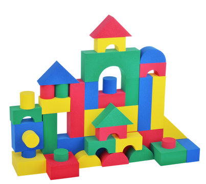 Toy plastic cubes big tower