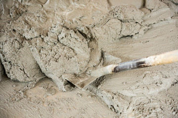 Wet Cement. Wet cement mixed for building