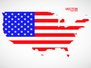 Map of United States of America with flag. Vector illustration