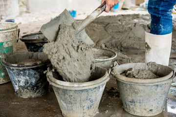 Wet Cement. Wet cement mixed for building