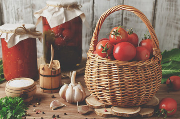 Fresh tomatoes in a basket
