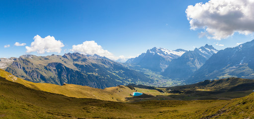 Wetterhorn, Schreckhorn, the Bernese Alps and Grindelwald