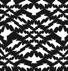 White bat pattern on black background