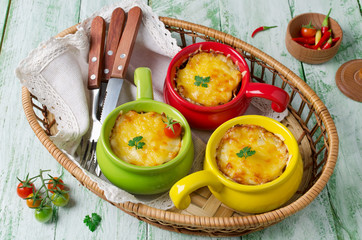 Casserole with pasta and minced meat