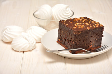 chocolate cake with meringue