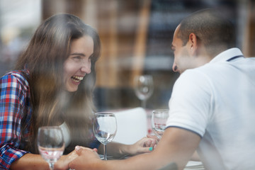Couple in love at the restaurant