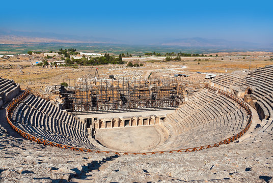 Amphitheater ruins at Pamukkale Turkey