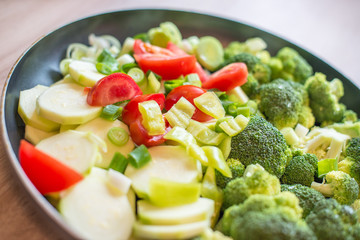 fresh vegetables on the pan
