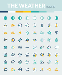 Fototapeta na wymiar The Weather colorful flat icons