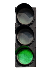 green signal of the traffic light in isolation