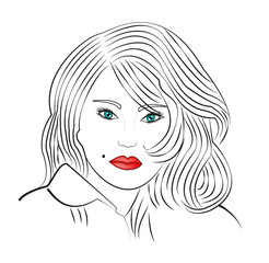 vector illustration of a woman's portrait isolated on white