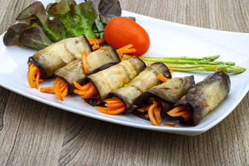 Eggplant rolls with carrot