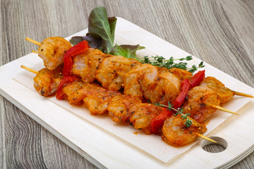 Raw prawn skewer