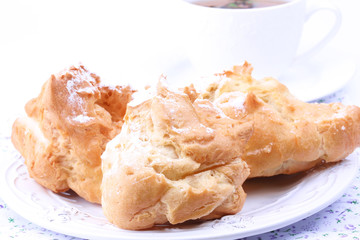 eclair with vanilla cream cake breakfast