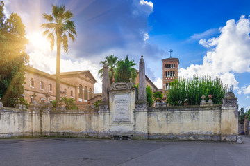 Fototapeta premium Piazza dei Cavalieri di Malta (Square of Knights of Malta) on the Aventine Hill in Rome. Italy