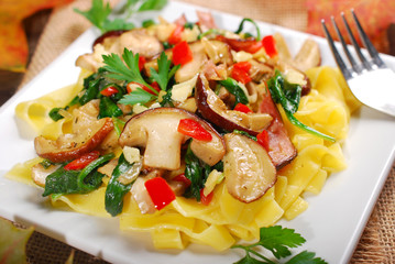 tagliatelle with porcini mushrooms and spinach