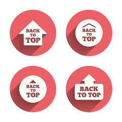 Back to top signs. Scroll up with arrow.