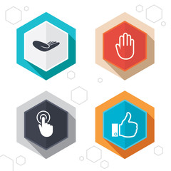 Hand icons. Like thumb up and click here symbols