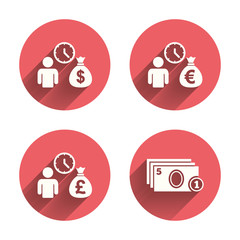 Bank loans icons. Cash money symbols.