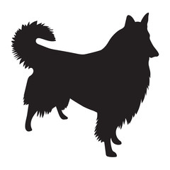 black vector silhouette of Rough Collie dog