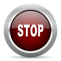 stop red glossy web icon