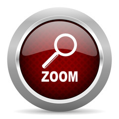 zoom red glossy web icon