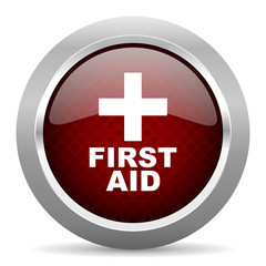 first aid red glossy web icon