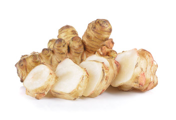 Jerusalem artichoke on white background
