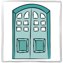 Old door icon, isolated illustration vector. Close up wooden door