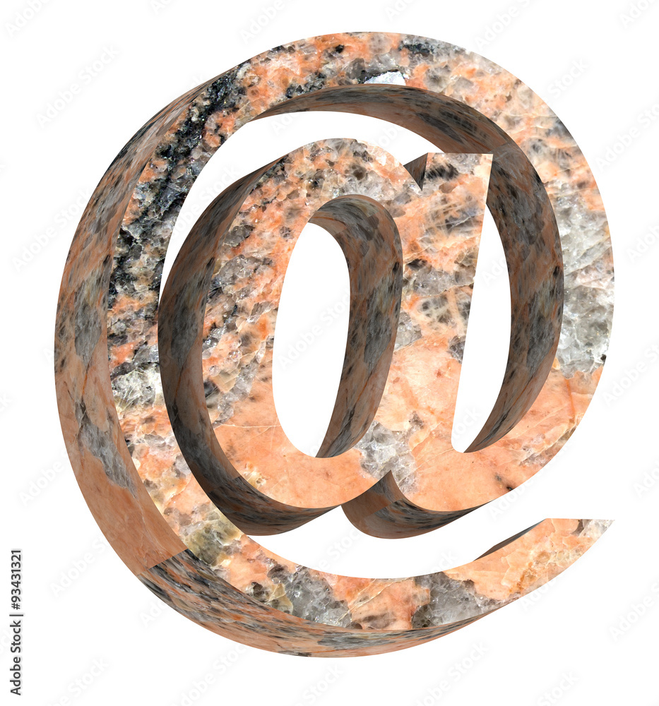 Fototapete e-mail sign from granite alphabet set isolated over white. computer generated 3d photo rendering.