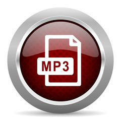 mp3 file red glossy web icon