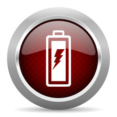 battery red glossy web icon